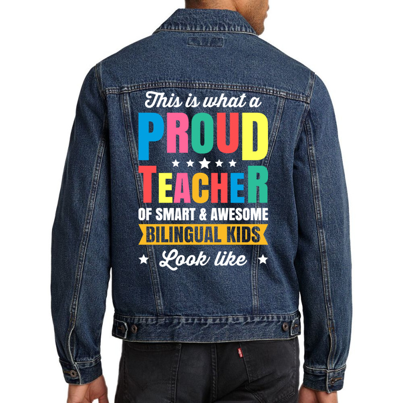 Bilingual Spanish Teacher Dual Language Teacher School Pullover Hoodie Men Denim Jacket by peersodshamiw8 | Artistshot