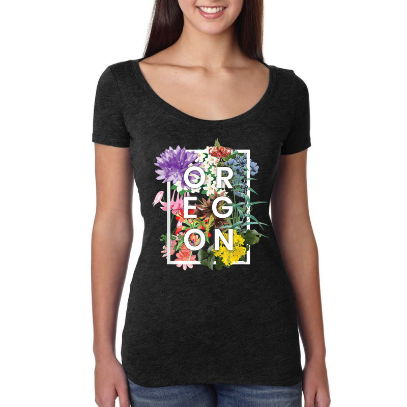 Flowers Of Oregon Word Art   Oregonian Pride T Shirt Women's Triblend Scoop T-shirt by KammesStevierae | Artistshot