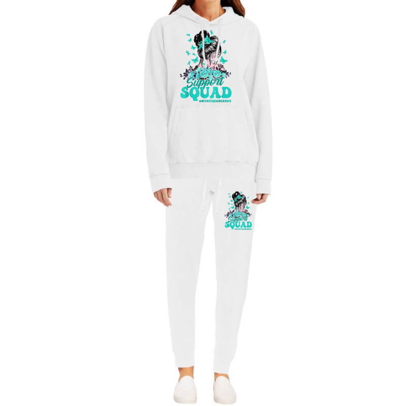 Support Squad Messy Bun Butterfly Myasthenia Gravis T Shirt Hoodie & Jogger Set | Artistshot