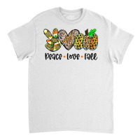 Peace Love Fall Vibes Pumkin Season Spooky Season Leopard T Shirt Classic T-shirt | Artistshot