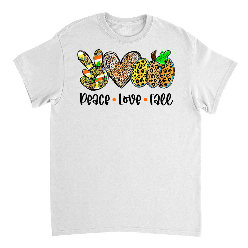 Peace Love Fall Vibes Pumkin Season Spooky Season Leopard T Shirt Classic T-shirt by atereldoegevbm | Artistshot