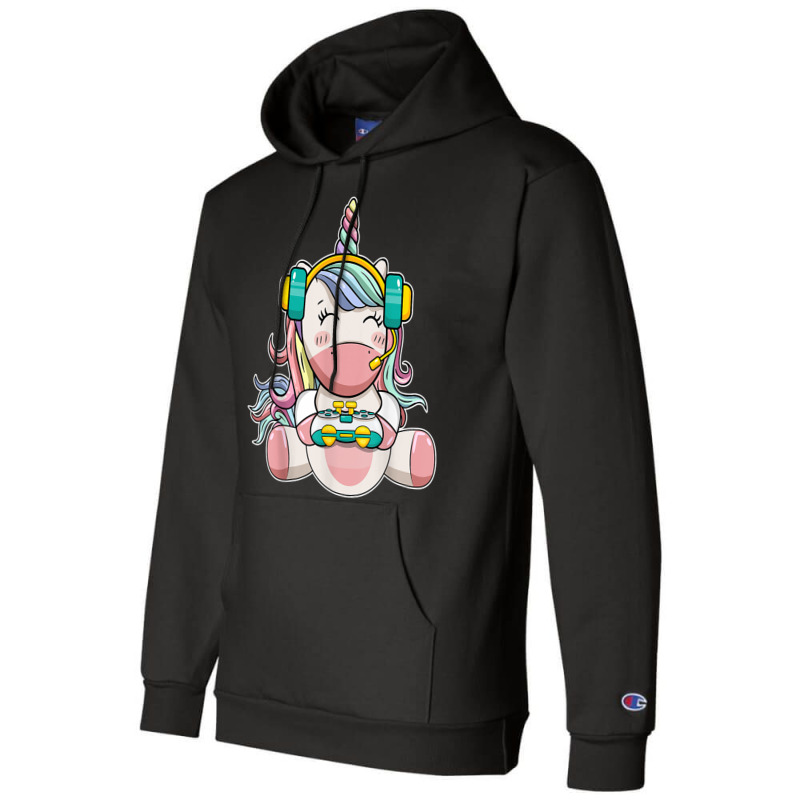 Gamer Girl Unicorn Gaming Cute Video Game Women Girls T Shirt Champion Hoodie by GradenKacers | Artistshot