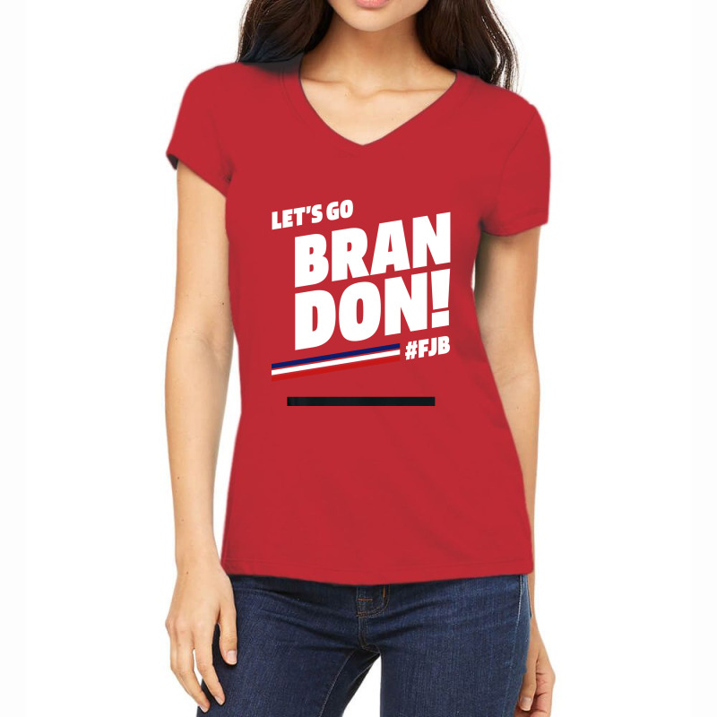 Let's Go Brandon Fjb - Usa Political Gift Women's V-Neck T-Shirt by Diogo Calheiros | Artistshot