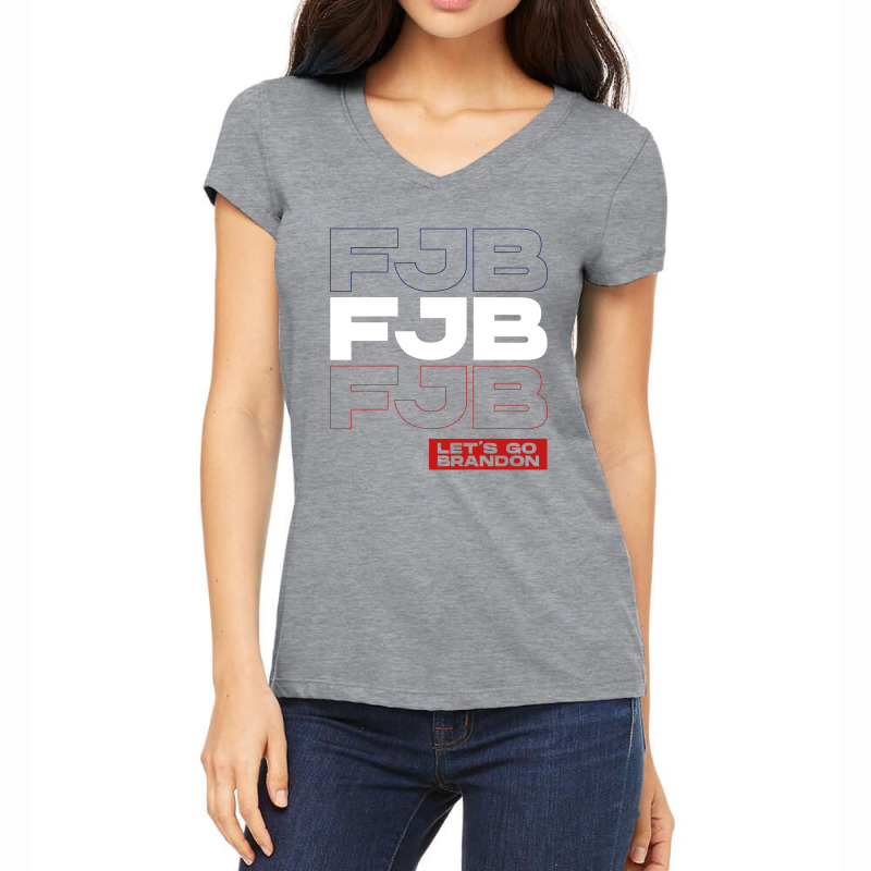 Fjb Let’s Go Brandon - Usa Political Gift Women's V-Neck T-Shirt by Diogo Calheiros | Artistshot