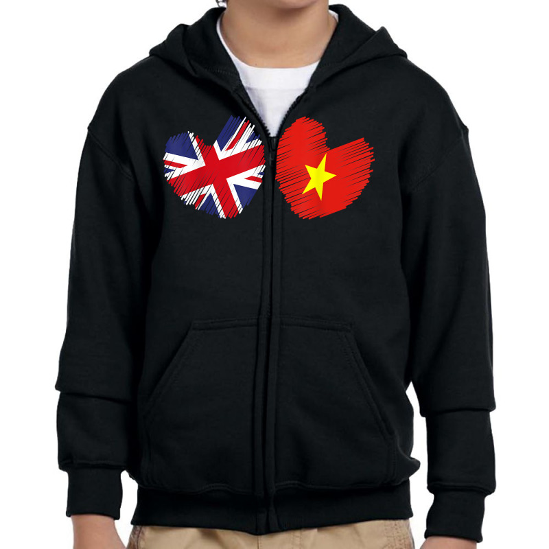 Vietnam Great Britain Heart Uk Flag Vietnamese Flag Heart T Shirt Youth Zipper Hoodie | Artistshot