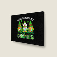 St Patricks Day Hanging With My Gnomies Nurse Stethoscope T Shirt Landscape Canvas Print | Artistshot