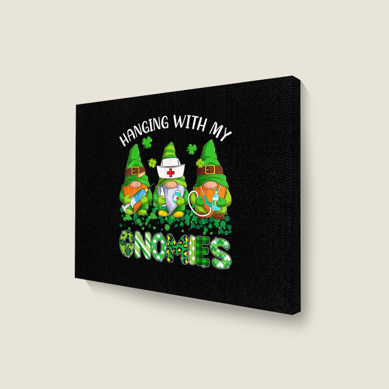 St Patricks Day Hanging With My Gnomies Nurse Stethoscope T Shirt Landscape Canvas Print | Artistshot