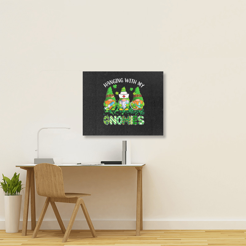 St Patricks Day Hanging With My Gnomies Nurse Stethoscope T Shirt Landscape Canvas Print | Artistshot