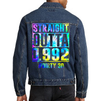 Straight Outta 1992 Dirty Thirty Funny 30th Birthday Gift T Shirt Men Denim Jacket | Artistshot