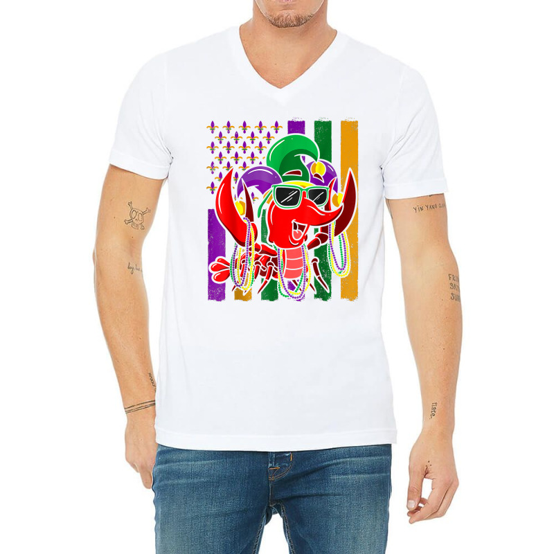 Vintage Crawfish Mardi Gras Costume Carnival Celebration T Shirt V-neck Tee | Artistshot