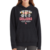 Womens Flowers Promoted To Great Grandma Est 2023 Women Family T Shirt Vintage Hoodie | Artistshot