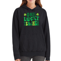 Womens One Lucky Teacher Retro Vintage St. Patrick's Day T Shirt Vintage Hoodie | Artistshot