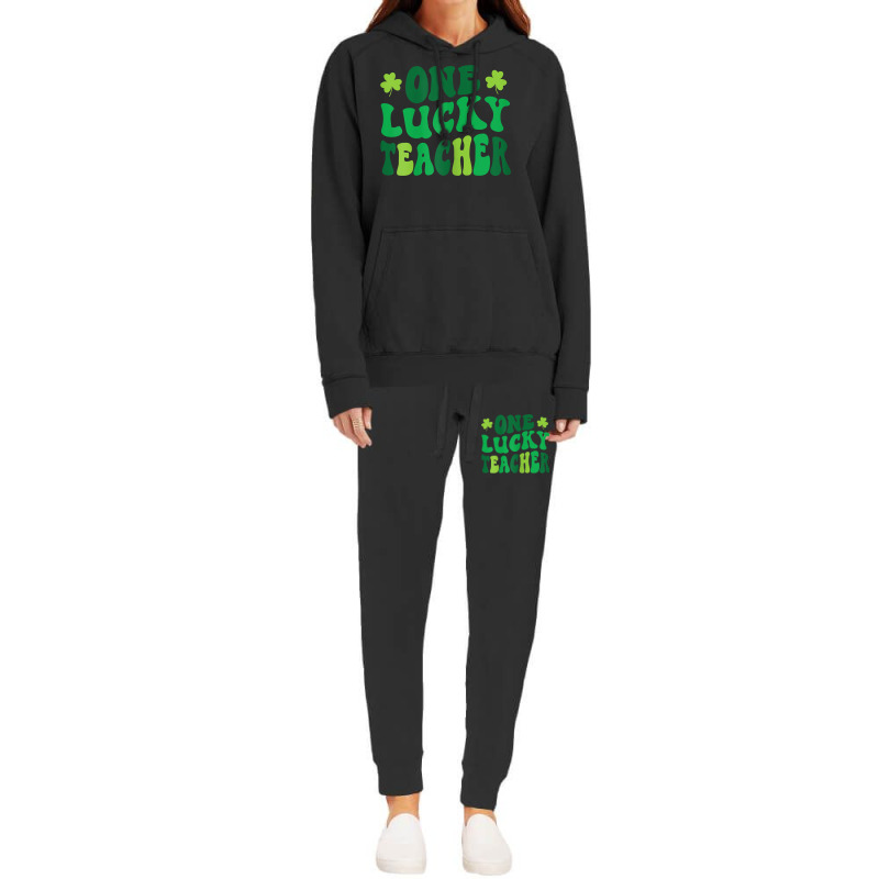 Womens One Lucky Teacher Retro Vintage St. Patrick's Day T Shirt Hoodie & Jogger Set | Artistshot