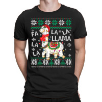 Fa La La Llama Christmas Santa Hat Lights Ugly Sweater 136 T-shirt | Artistshot