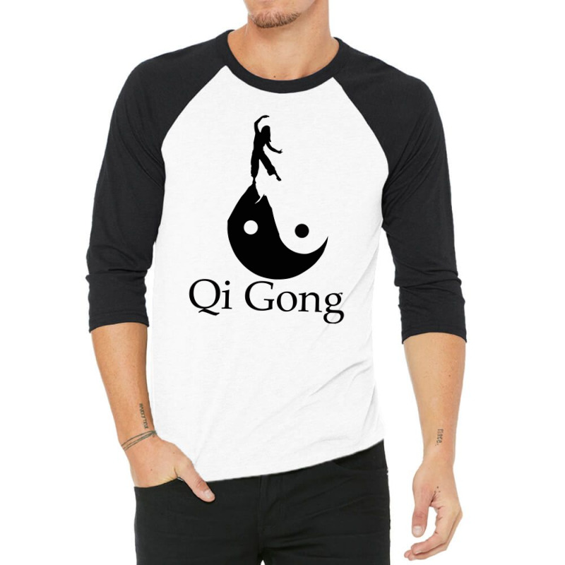 Black Silhouette Art Of Qigong 3/4 Sleeve Shirt by Yesairish | Artistshot