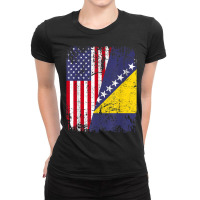 Bosnian Herzegovinian Roots  Half American Flag Bosnia Flag T Shirt Ladies Fitted T-shirt | Artistshot