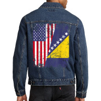 Bosnian Herzegovinian Roots  Half American Flag Bosnia Flag T Shirt Men Denim Jacket | Artistshot