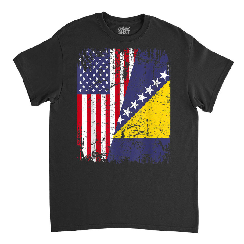 Bosnian Herzegovinian Roots  Half American Flag Bosnia Flag T Shirt Classic T-shirt by husserllpr | Artistshot