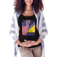 Bosnian Herzegovinian Roots  Half American Flag Bosnia Flag T Shirt Maternity Scoop Neck T-shirt | Artistshot