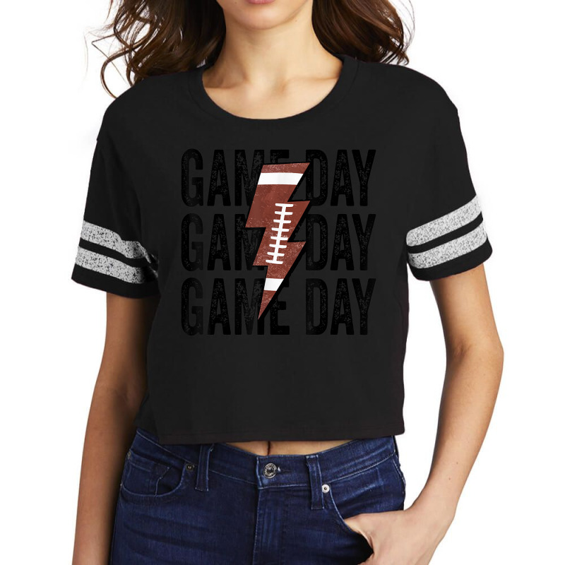 Vintage Game Day Football Lightning Bolt Funny Team Sport Scorecard Crop Tee by Hoang95 | Artistshot