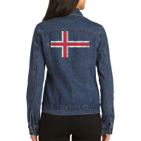 Vintage Icelandic Flag Retro Iceland Souvenir Gift Women Men T Shirt Ladies Denim Jacket | Artistshot