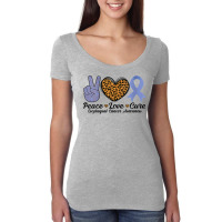 Womens Peace Love Cure Esophageal Cancer Awareness Warrior Fighter V N Women's Triblend Scoop T-shirt | Artistshot