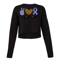 Womens Peace Love Cure Esophageal Cancer Awareness Warrior Fighter V N Cropped Sweater | Artistshot