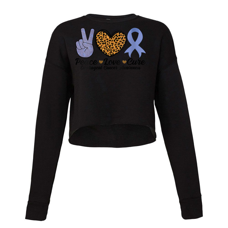 Womens Peace Love Cure Esophageal Cancer Awareness Warrior Fighter V N Cropped Sweater by magbyf | Artistshot