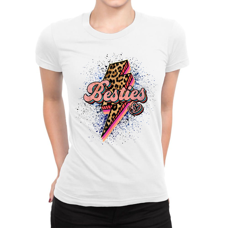 Bestie Leopard Lightning Thunder With Heart Bestie Friend T Shirt Ladies Fitted T-Shirt by komulavcasante6 | Artistshot