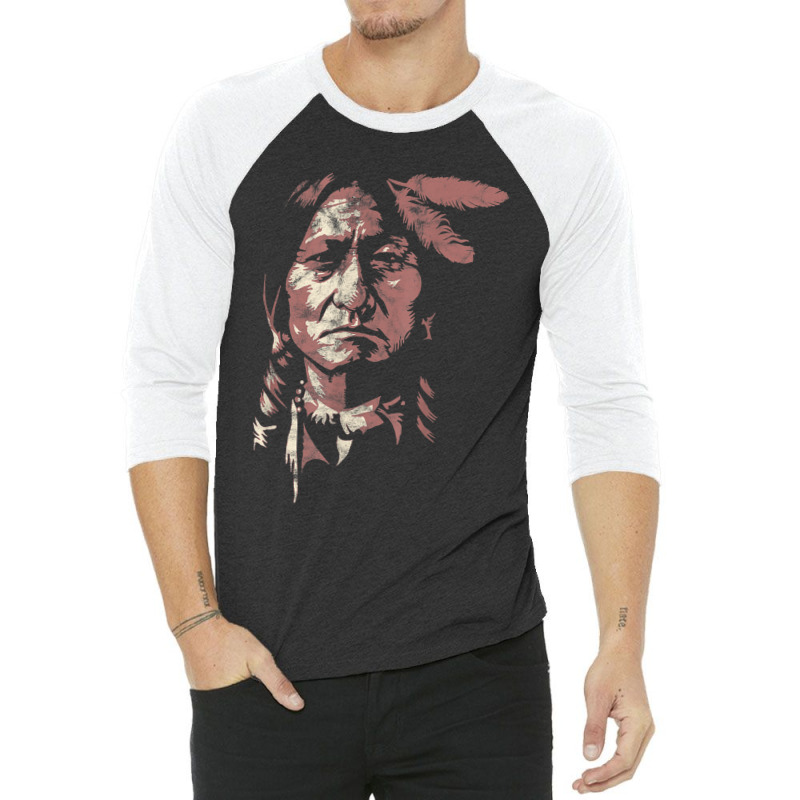 Sitting Bull Native American Chief Indian Warrior Men Women 3/4 Sleeve Shirt | Artistshot