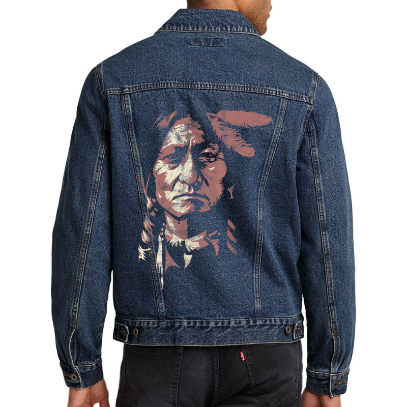 Sitting Bull Native American Chief Indian Warrior Men Women Men Denim Jacket | Artistshot