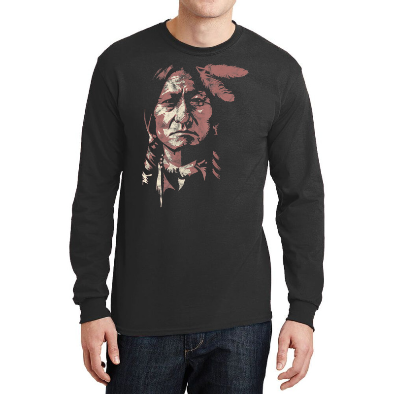 Sitting Bull Native American Chief Indian Warrior Men Women Long Sleeve Shirts | Artistshot