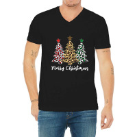 Funny Christmas Tree Leopard Cheetah Print Merry Christmas T Shirt V-neck Tee | Artistshot