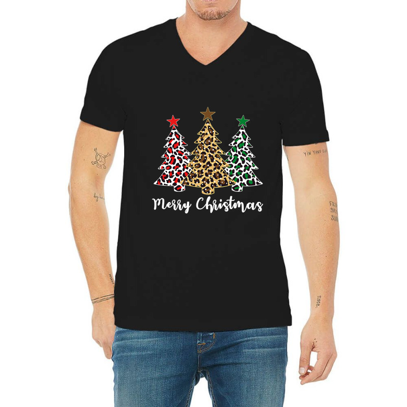 Funny Christmas Tree Leopard Cheetah Print Merry Christmas T Shirt V-Neck Tee by Denise_Riemenschneider | Artistshot