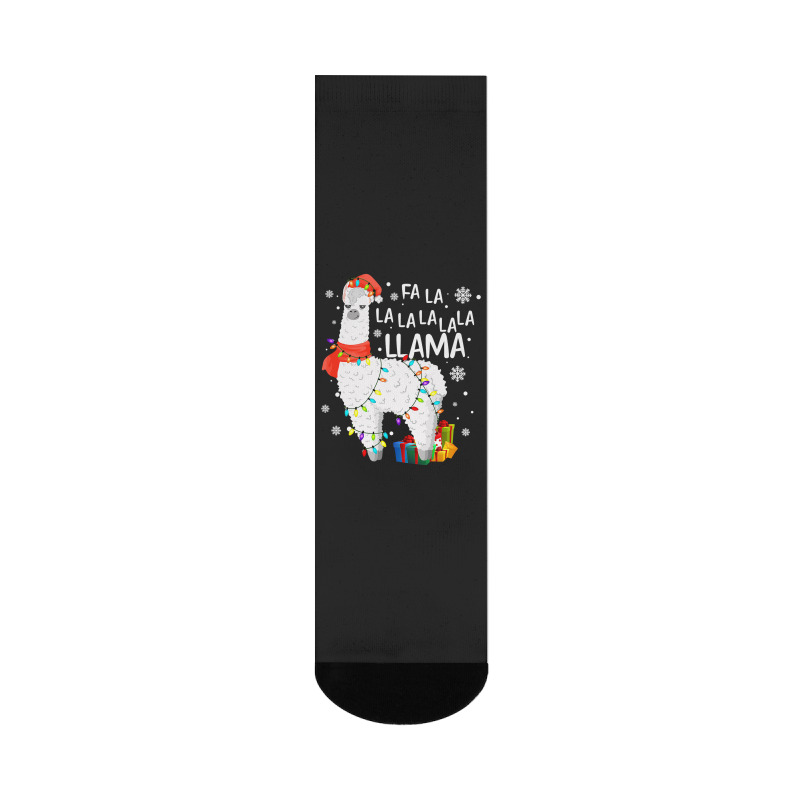 Fa La La Llama Christmas Santa Hat Llama Lover Merry Xmas 68 Crew Socks | Artistshot