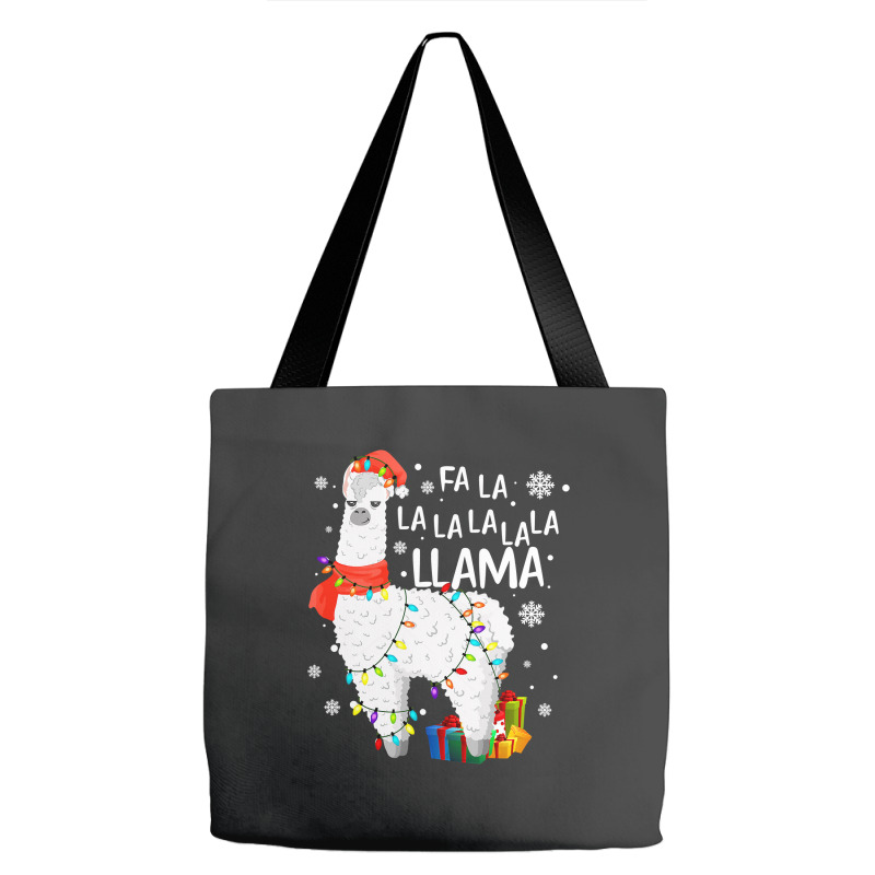 Fa La La Llama Christmas Santa Hat Llama Lover Merry Xmas 68 Tote Bags | Artistshot