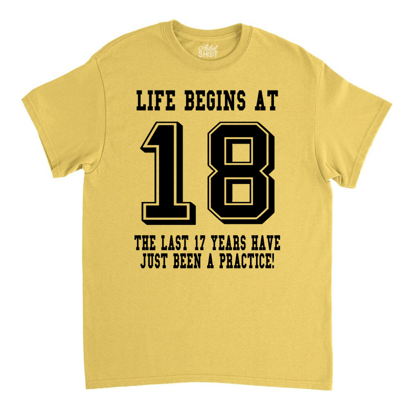 18th Birthday Life Begins At 18 Classic T-shirt | Artistshot