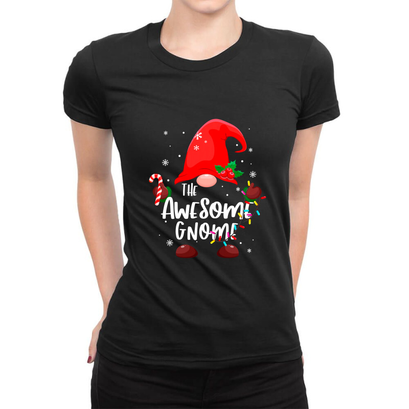 The Awesome Gnome Christmas Lights Matching Family Pajamas T Shirt Ladies Fitted T-Shirt by Rudy_Glenn | Artistshot