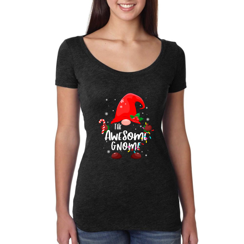 The Awesome Gnome Christmas Lights Matching Family Pajamas T Shirt Women's Triblend Scoop T-shirt by Rudy_Glenn | Artistshot