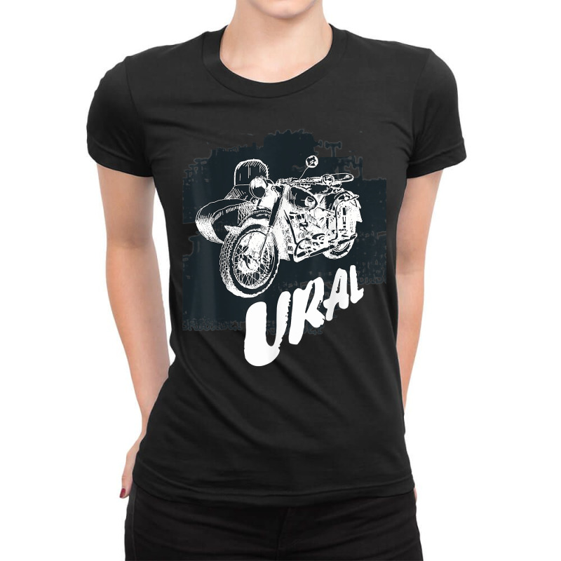 Retro Motorcycle Ural T Shirt   Vintage Sidecar Motorbike T Shirt Ladies Fitted T-Shirt by CrespinoEllawyn | Artistshot