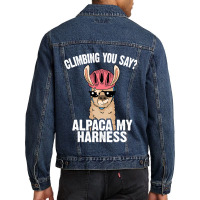 Funny Rock Climbing Llama Cute Harness 34 Men Denim Jacket | Artistshot