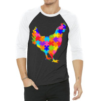 Chicken Hen Jigsaw Poster 3/4 Sleeve Shirt | Artistshot