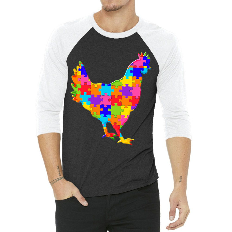 Chicken Hen Jigsaw Poster 3/4 Sleeve Shirt by Artist-Deborah | Artistshot