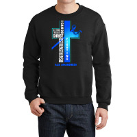 Faith God Jesus Christ Als Warrior Als Fighter Als Awareness T Shirt Crewneck Sweatshirt | Artistshot