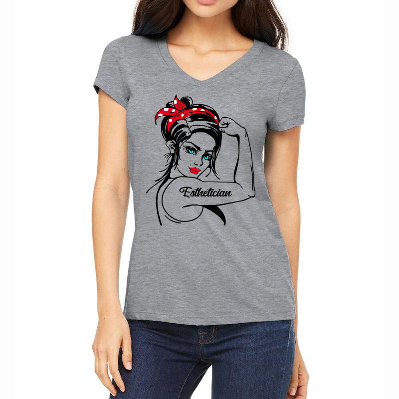 Esthetician Rosie The Riveter Pin Up T Shirt Women's V-neck T-shirt | Artistshot