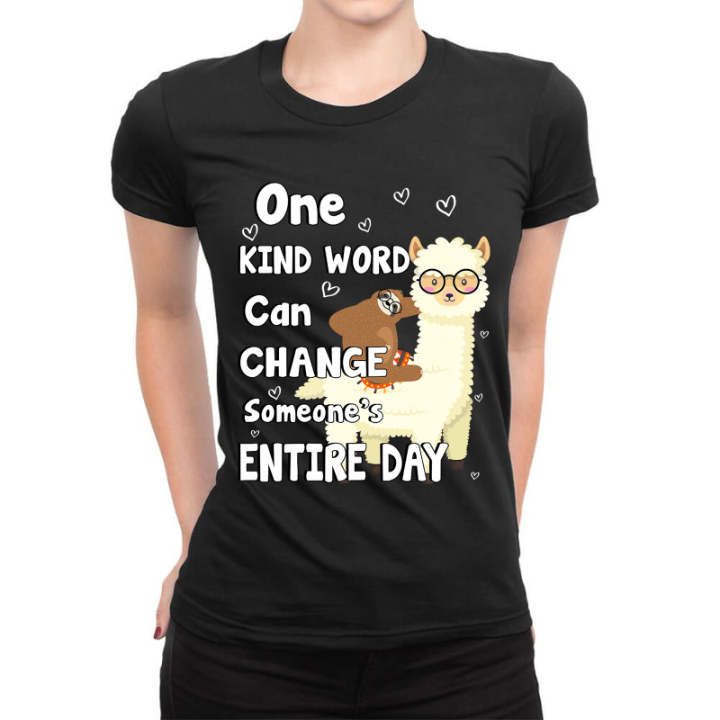 Unity Day Orange Tee Anti Bullying Gifts One Kind Word Llama 30 Ladies Fitted T-Shirt by permad | Artistshot