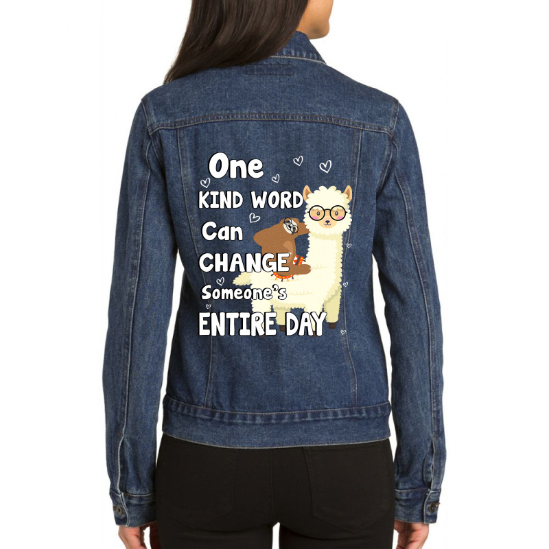 Unity Day Orange Tee Anti Bullying Gifts One Kind Word Llama 30 Ladies Denim Jacket by permad | Artistshot