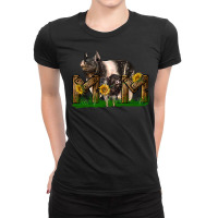 Western Mom With Hampshire Pig And Baby Pig Ladies Fitted T-shirt | Artistshot