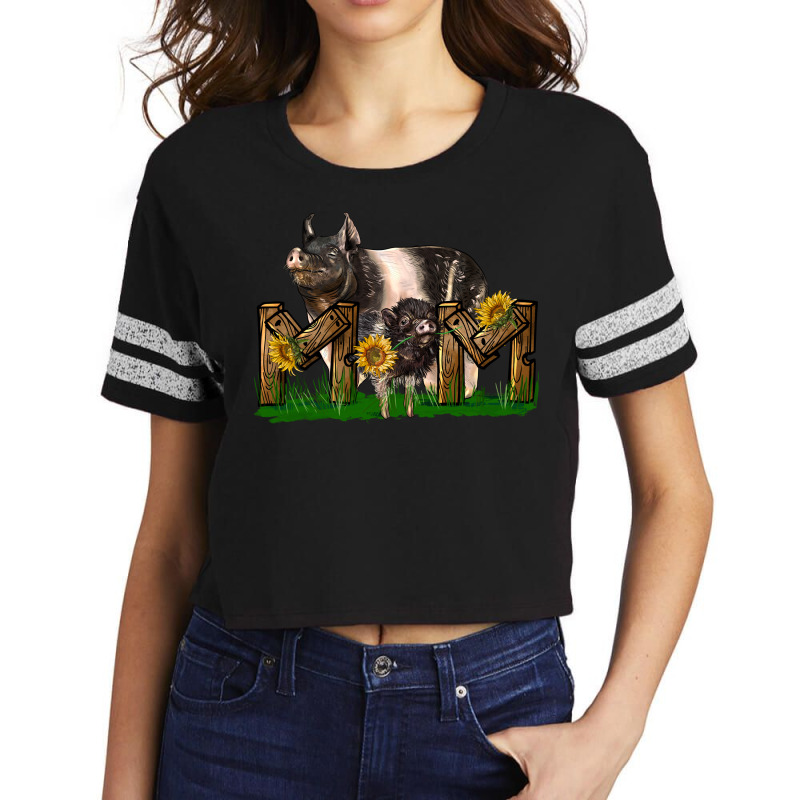 Western Mom With Hampshire Pig And Baby Pig Scorecard Crop Tee by LillyAllenDesigns | Artistshot