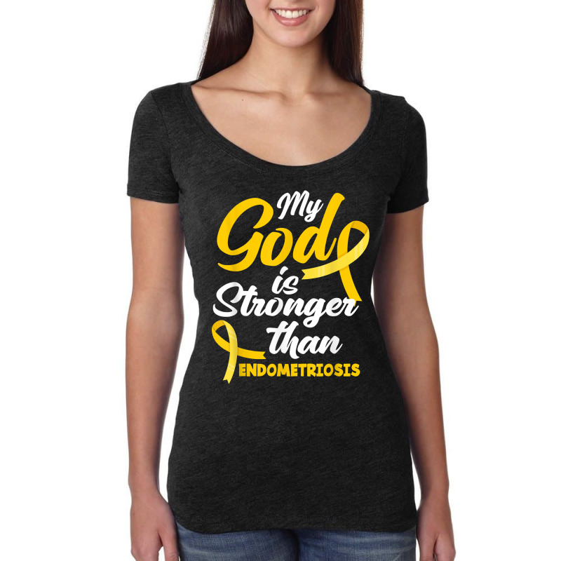 Endo Warrior My God Is Stronger Than Endometriosis Awareness T Shirt Women's Triblend Scoop T-shirt by survisgn | Artistshot